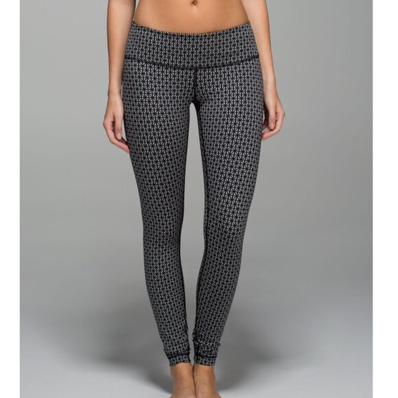 LULULEMON Wunder Under Pant Full-On Luon Tri Geo Silver Spoon Black Leggings 4 - Picture 3 of 16